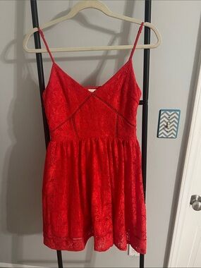 Nordstrom Rack Red Lace Mini Dress